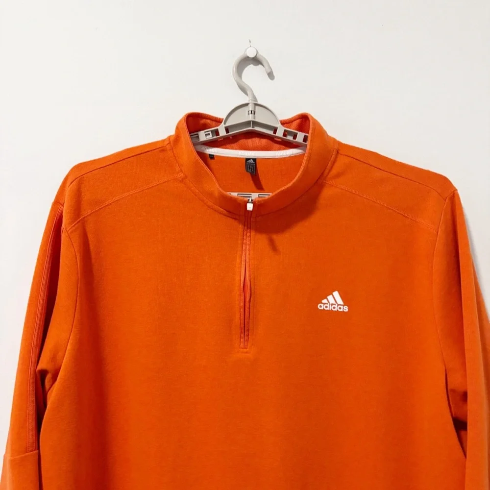 Adidas 3-stripes Quarter-Zip Pullover‎ Mens Size 4XL Orange Activewear Big Man